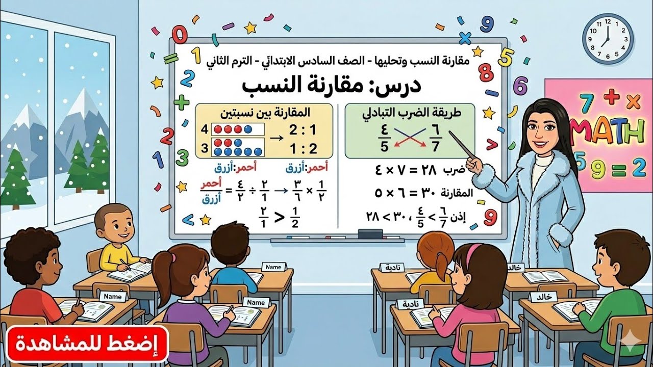 صف سادس الترم الثانى  الوحدة التاسعة الدرس 6 (مقارنة النسب وتحليلها)#ام_الرياضيات 
