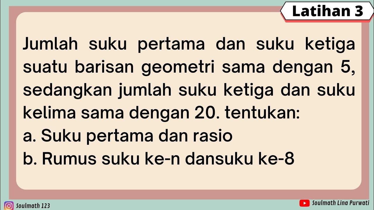 Barisan Geometri Mencari Suku pertama (a) rasio (r) Un dan suku kelima #barisangeometri