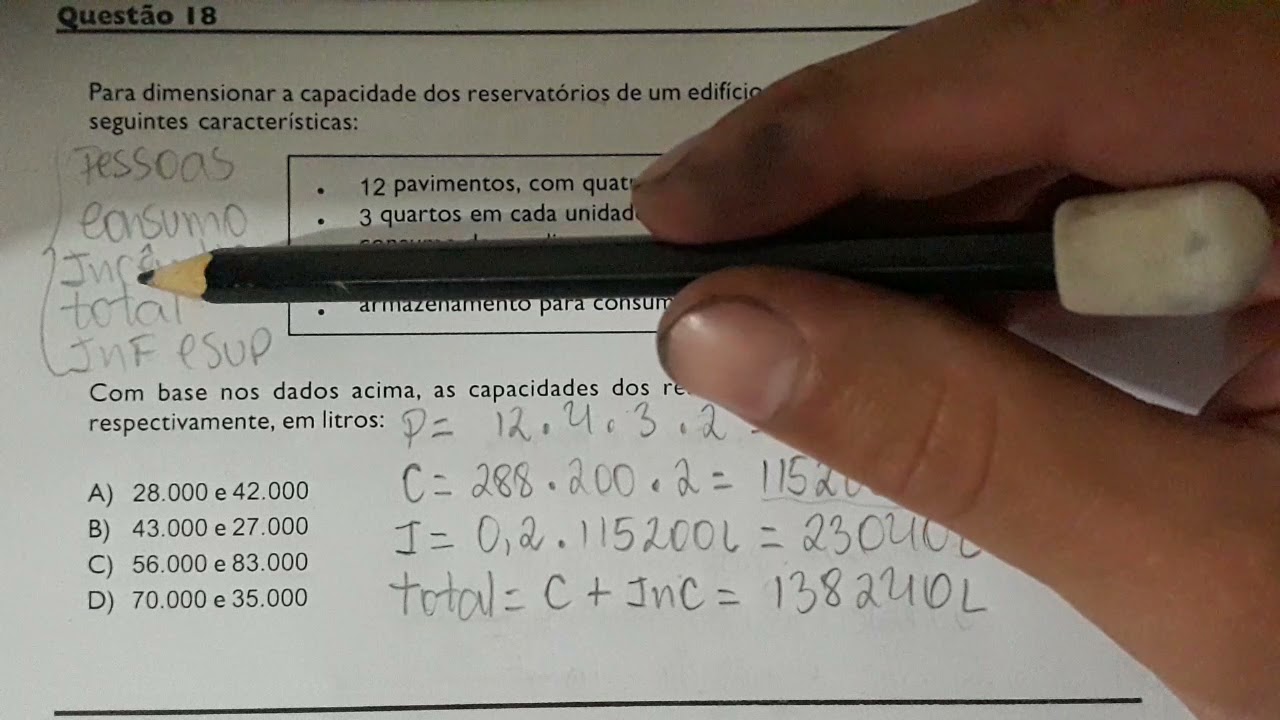 Instalações hidráulicas - dimensionamento de reservatórios superior,  inferior e reserva de incêndio