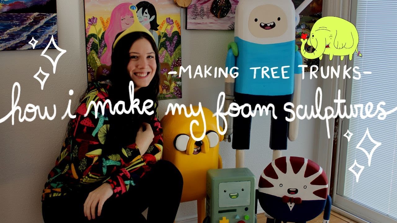 how to make your own Adventure Time foam sculptures - making tree trunks
