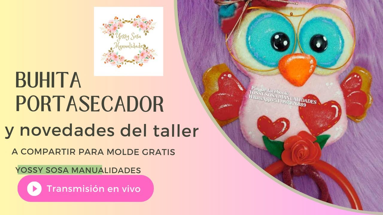 BUHITA PORTANOTAS EN FIELTRO Y NOVEDADES¡FIELTRO Y PAÑO LENCI PASO A PASO está emitiendo en directo!