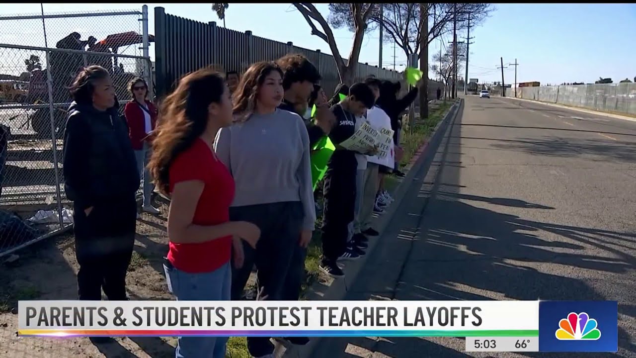 Parents and students rally in support of teachers facing layoffs in Anaheim