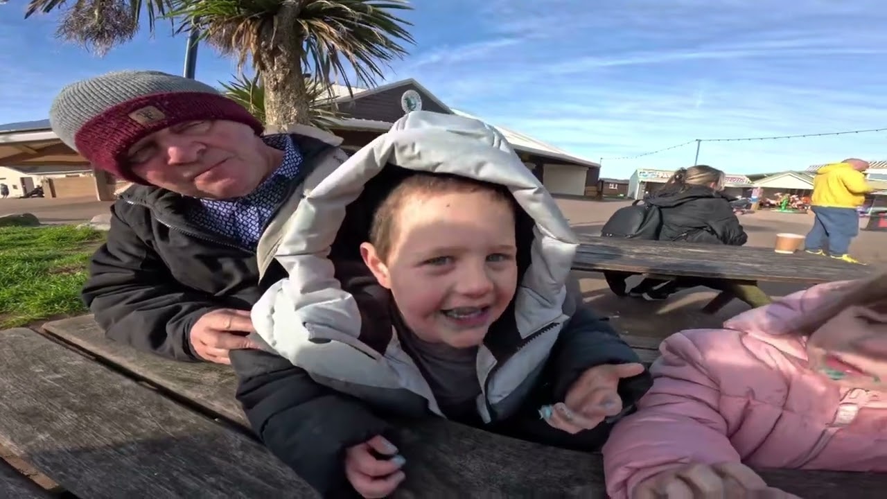 Dawlish Warren Lady’s Mile 2023 Elian an Elysa celebrating nanny and bampi’s 50thWeddinganniversary