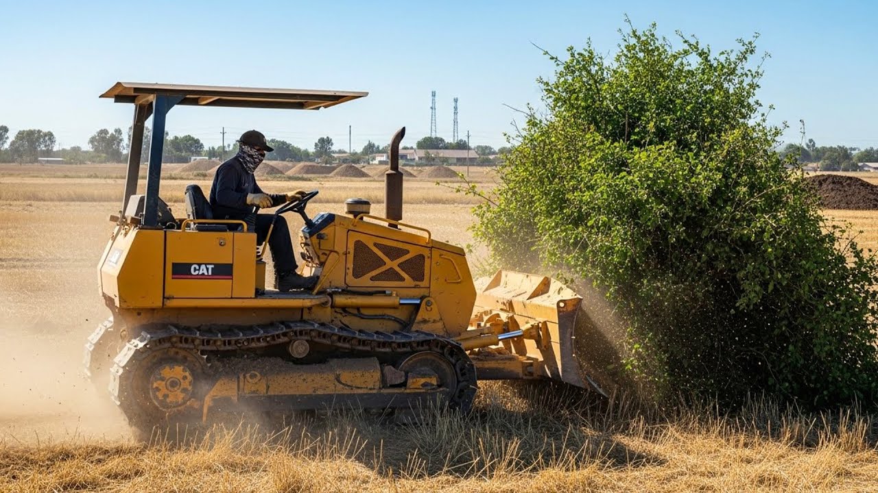 Powerful Bulldozer Clearing Wild Land Step by Step
