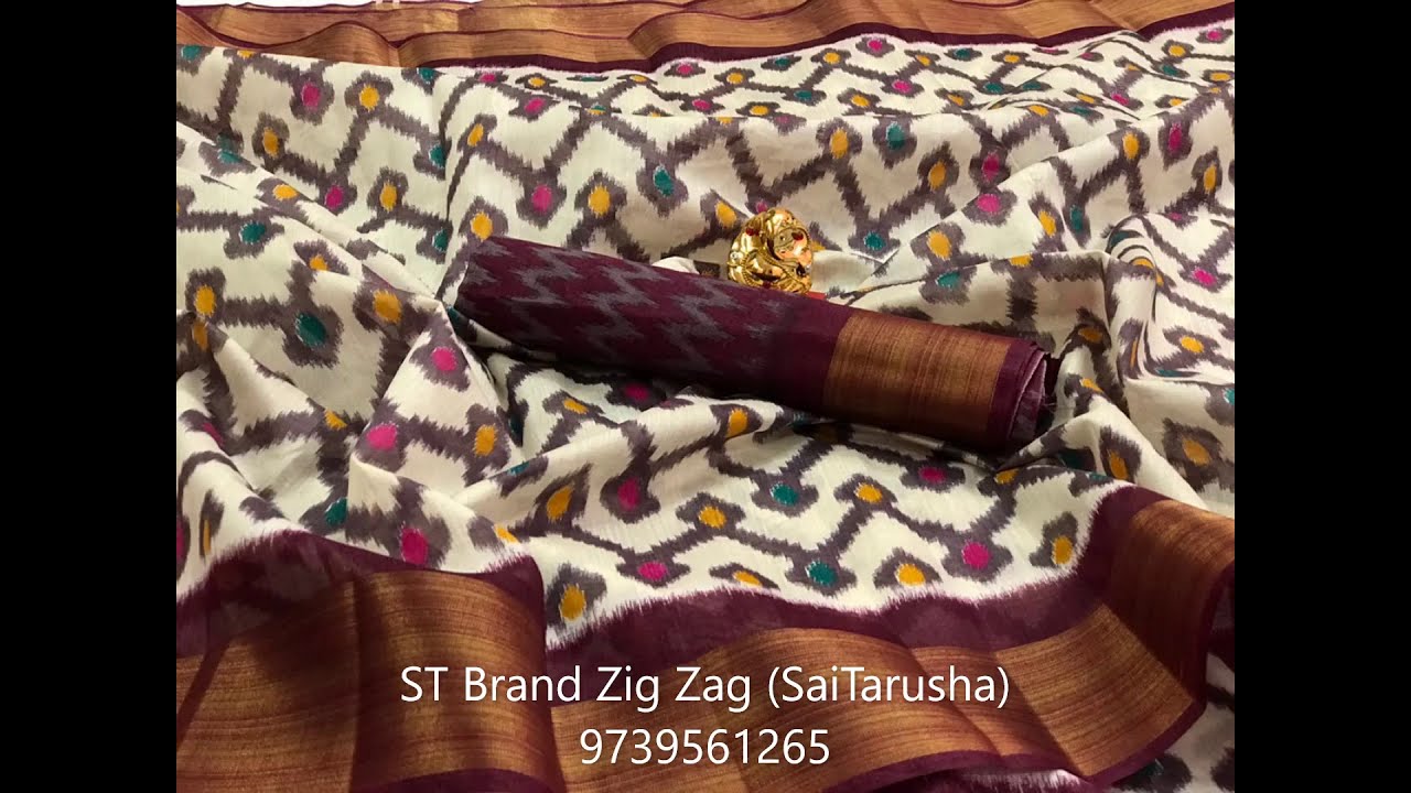ST Zig Zag | ST Brand | 9739561265 | Linen Print Saree Manufacturer