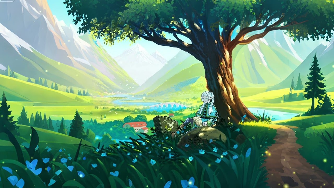 Calm, dreamy music for relaxation, like a meditative adventure   _ Frieren