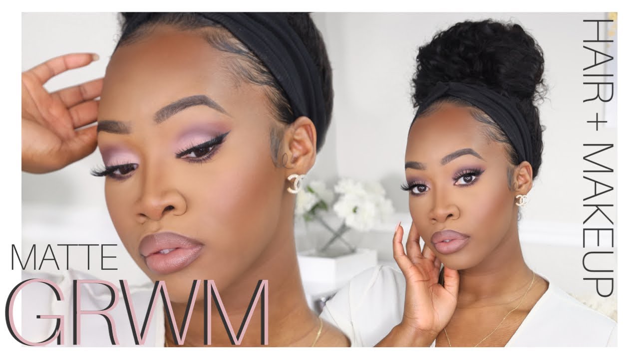 All Matte GRWM | Headband Wig Install + Makeup | Maya Galore