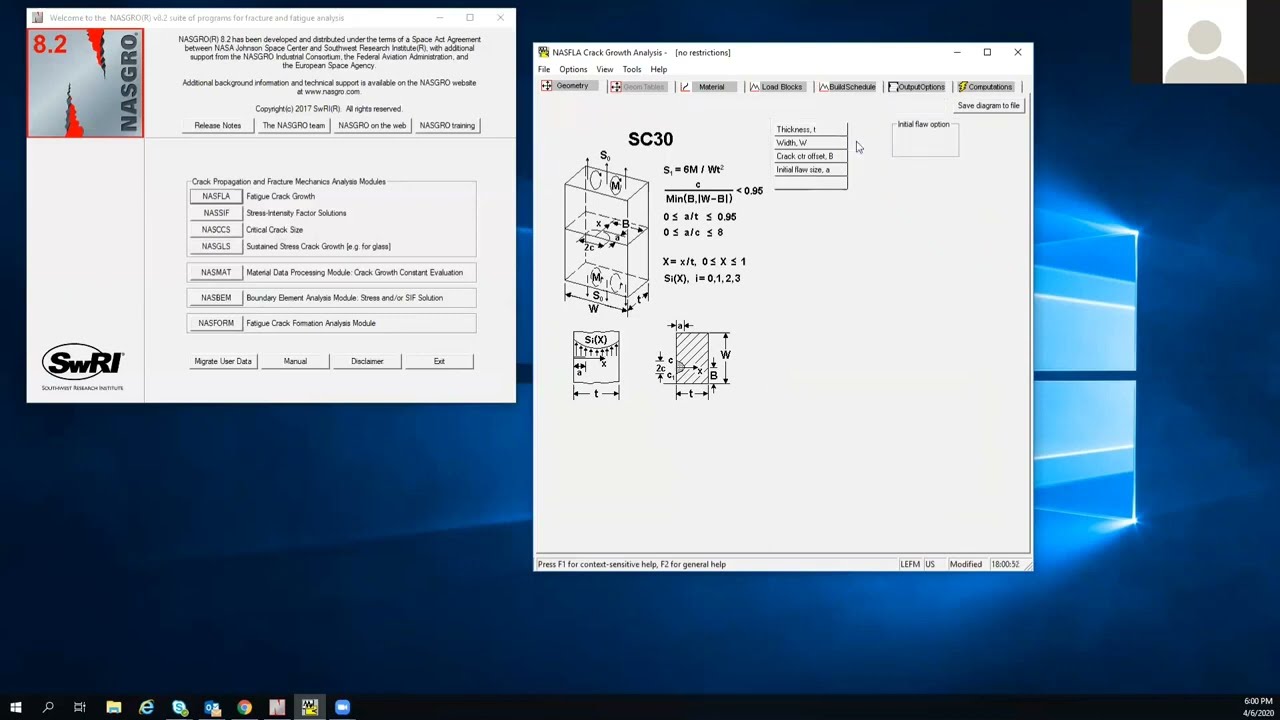 Advanced Aerospace Structures - NASGRO Tutorial for Fatigue Crack Growth Analysis