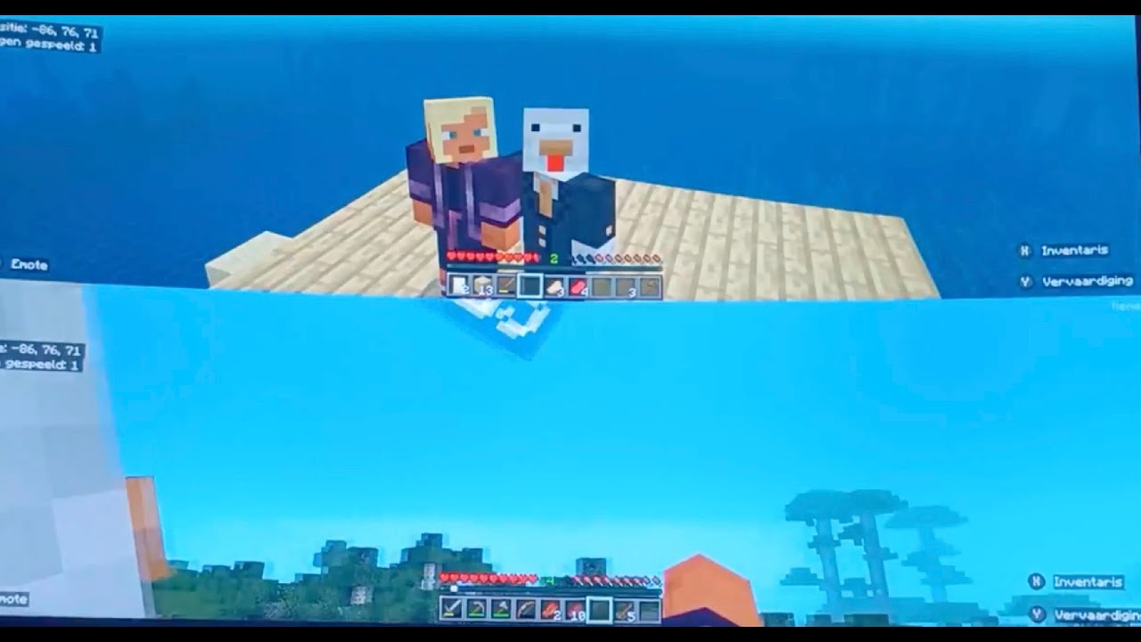 Wij openden een Minecraft wereld en bouwden dit.