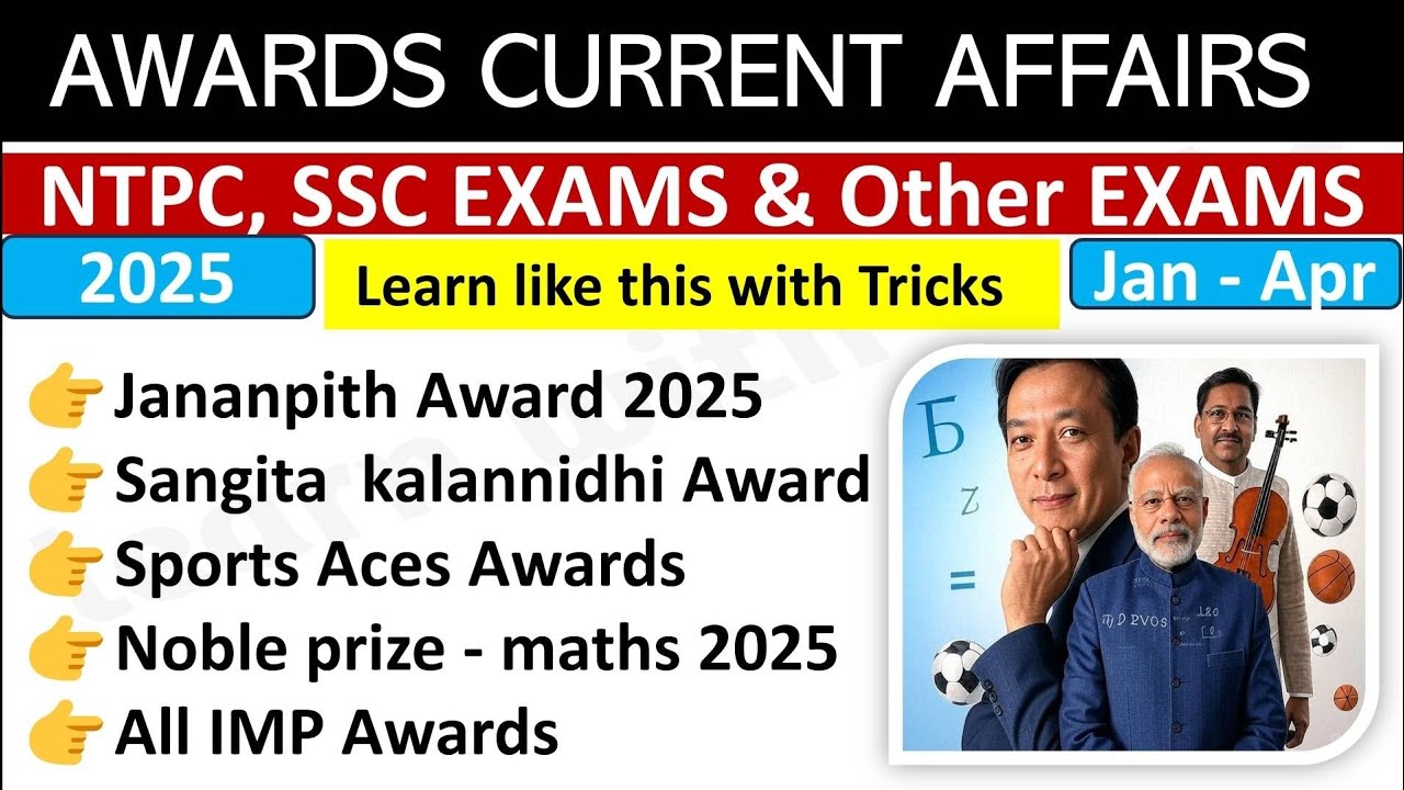Awards and Honours 2025|| Awards Current Affairs|| Tricks🌝