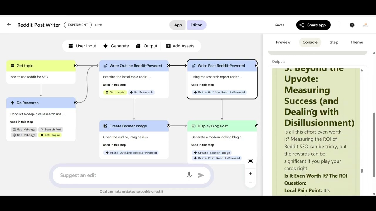 How I Use Reddit Data + Opal AI to Automate SEO Blogs Insane Workflow