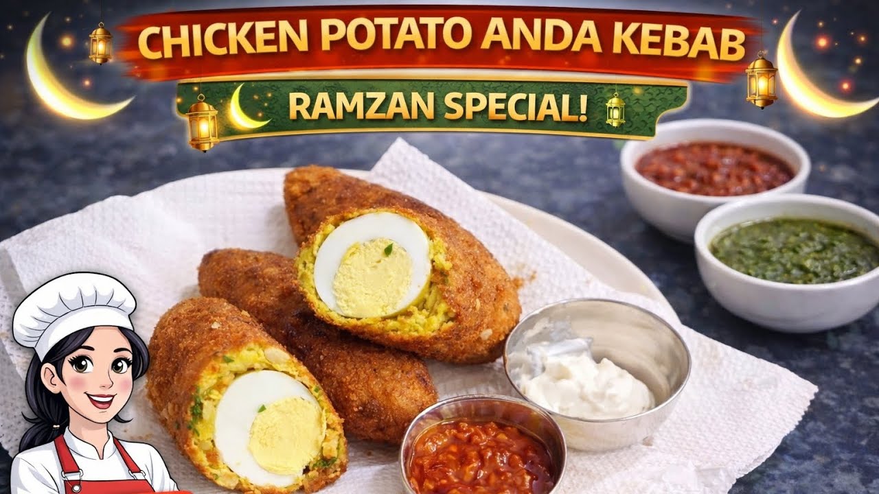 Ramzan Special Chicken Potato Anda Kebab | Easy Iftar Recipe 🔥