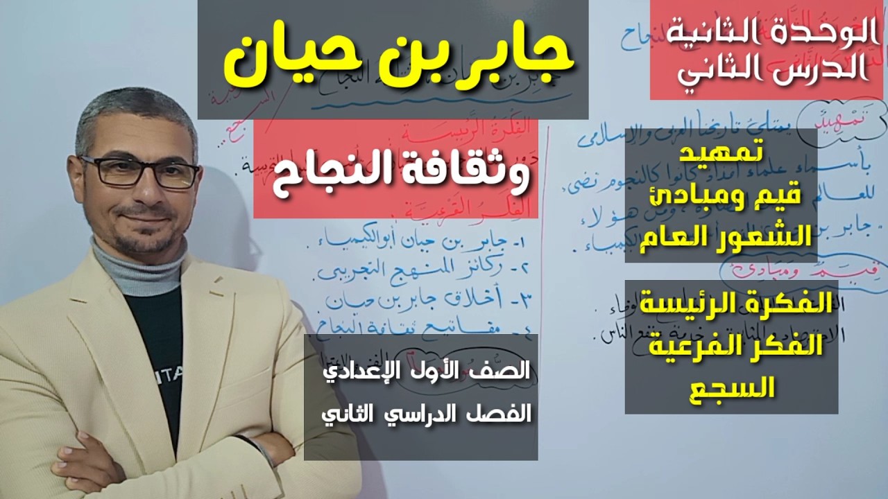 جابر بن حيان وثقافة النجاح ـ تحليل ومناقشة الدرس ـ الصف الأول الإعدادي / فصل دراسي ثان