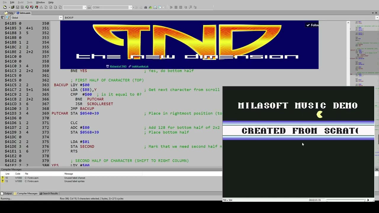 Coding a Demo on the Commodore 64 🕹️  2x2 Scrolling, Pac-Man, Music & VU Meters 📊 - PART TWO