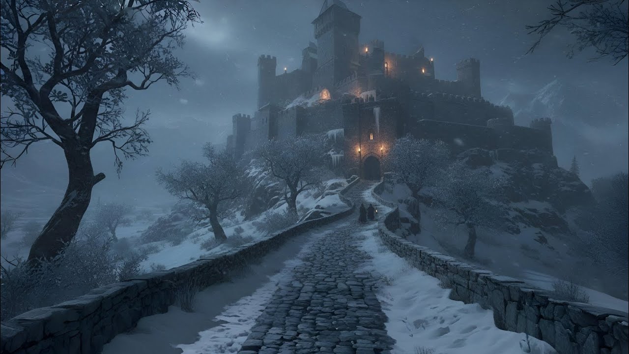 Snowy Castle Blizzard Ambience | Howling Winds & Snowstorm for Deep Sleep & Relaxation (1 Hour)
