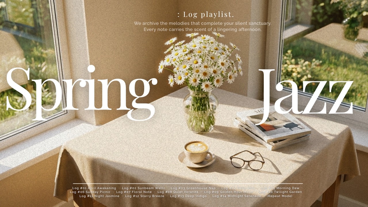 [Playlist] 데이지 꽃이 머무는 창가 자리의 재즈 🌸 | 나른한 봄날의 햇살을 닮은 재즈 | 카페 매장 가사 없는 음악| Relaxing Jazz : Log