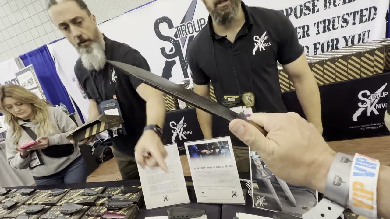 The Blade Show 2025 booth of Stroup Knives US-made knives meant to be used USA-made meant to be used