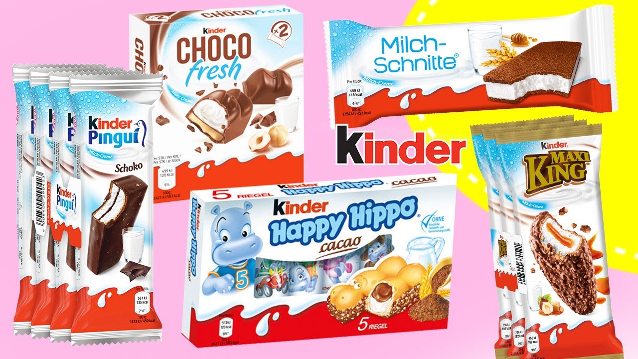 Kinder Pingui, Milchschnitte, Happy Hippo, Maxi King, Choco Fresh / Kinder Milksnack Comparison