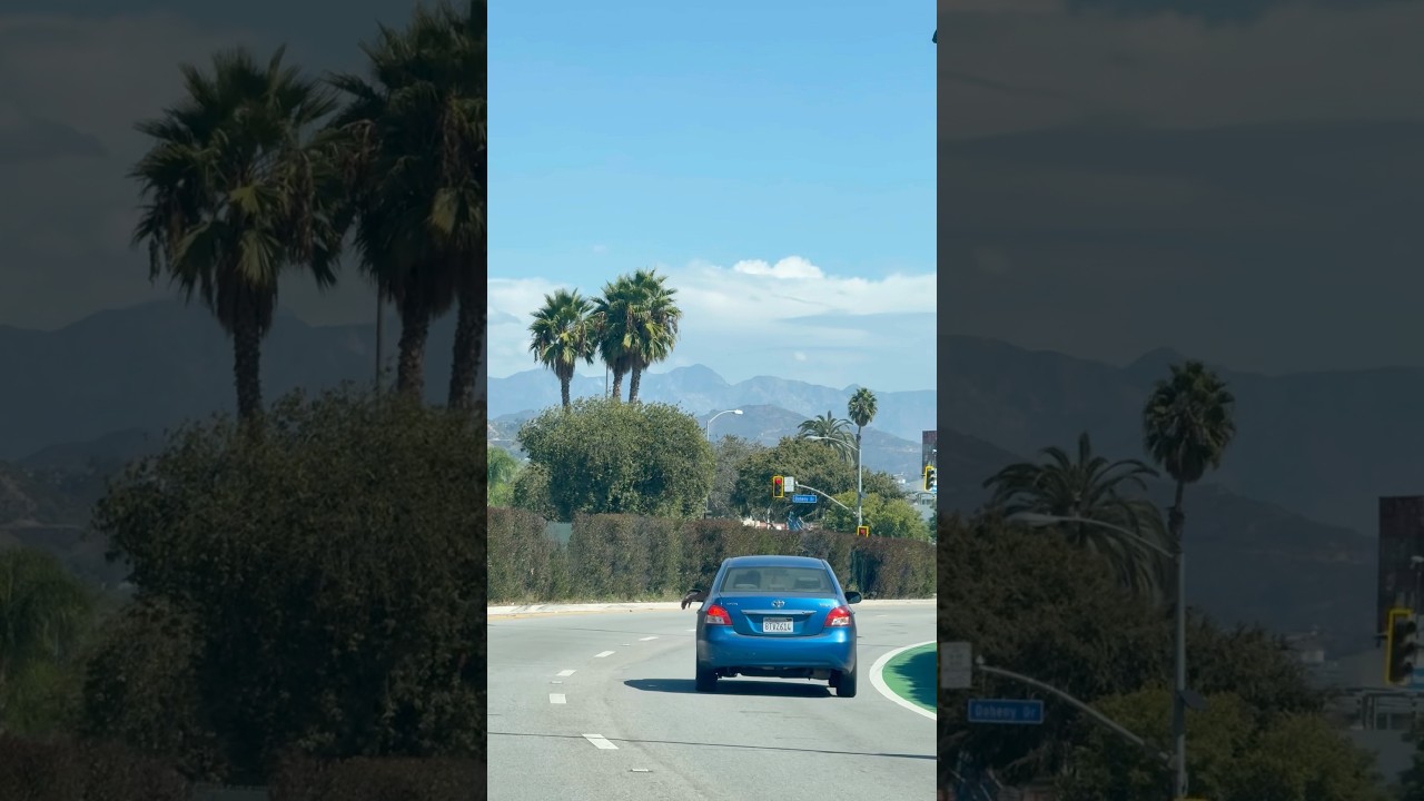 Еду по бульвару Санта Моника, Лос Анджелес. Driving through Santa Monica Blvd, California 