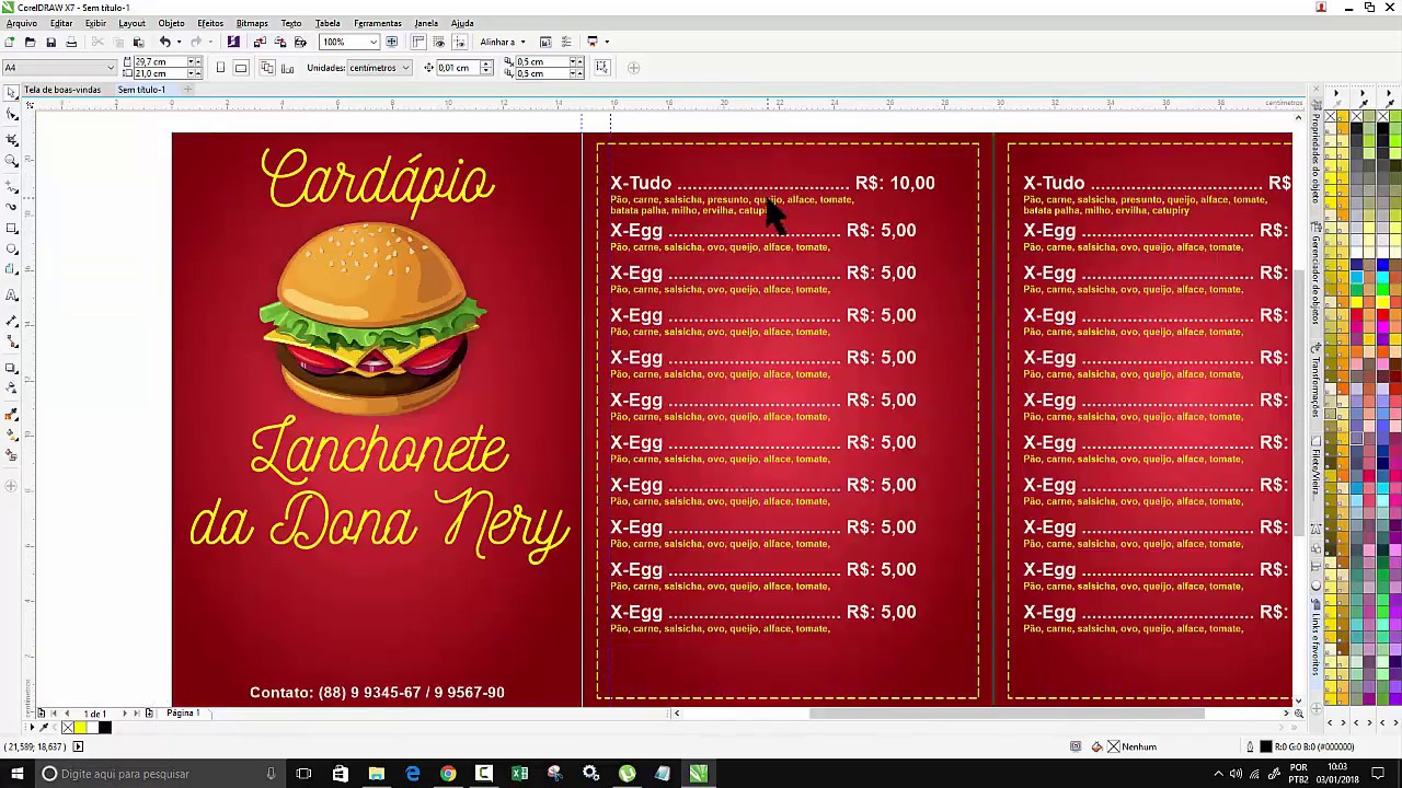 Criando Cardápio para lanchonete Corel Draw Tutorial