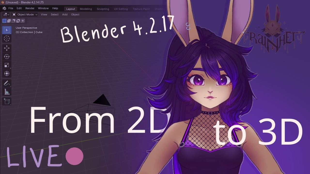 ♡ Modeling a VTuber bunny girl from scratch! Blender 3D ✧♡ Live! ✧ 07