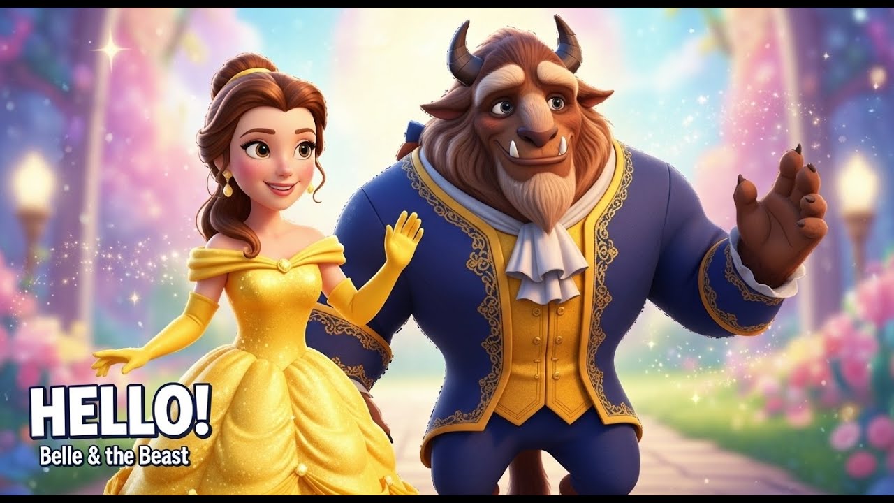 Belle and the Beast Say Hello | Cute Greeting Song for Kids