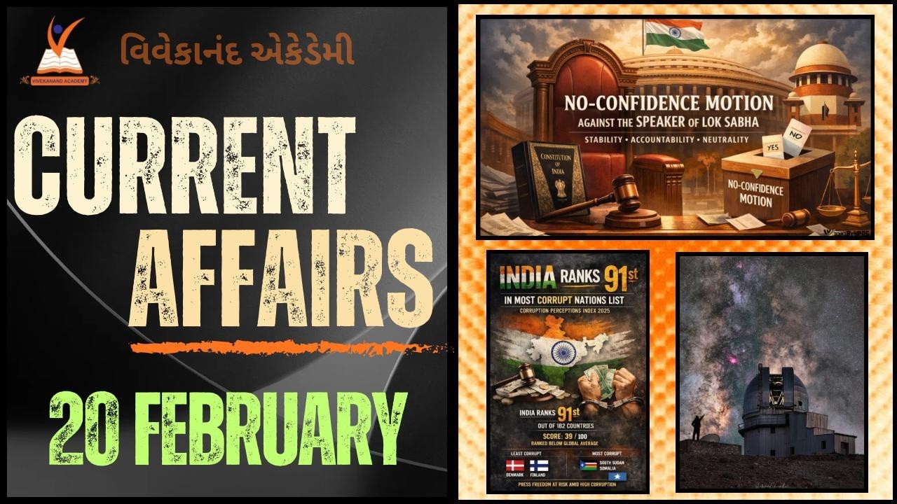 20 FEB 2026 l Current Affairs in Gujarati by Vivekanand Academy l with Ashish Sir