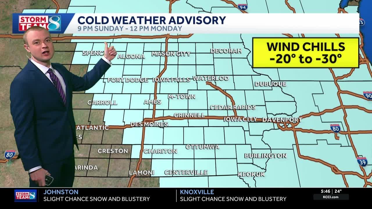 Iowa weather: Bitter cold Monday, then more snow possible