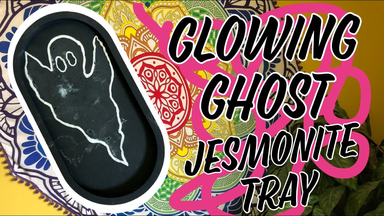 Jesmonite Halloween ghost glow in the dark tray tutorial process video by She Lyons