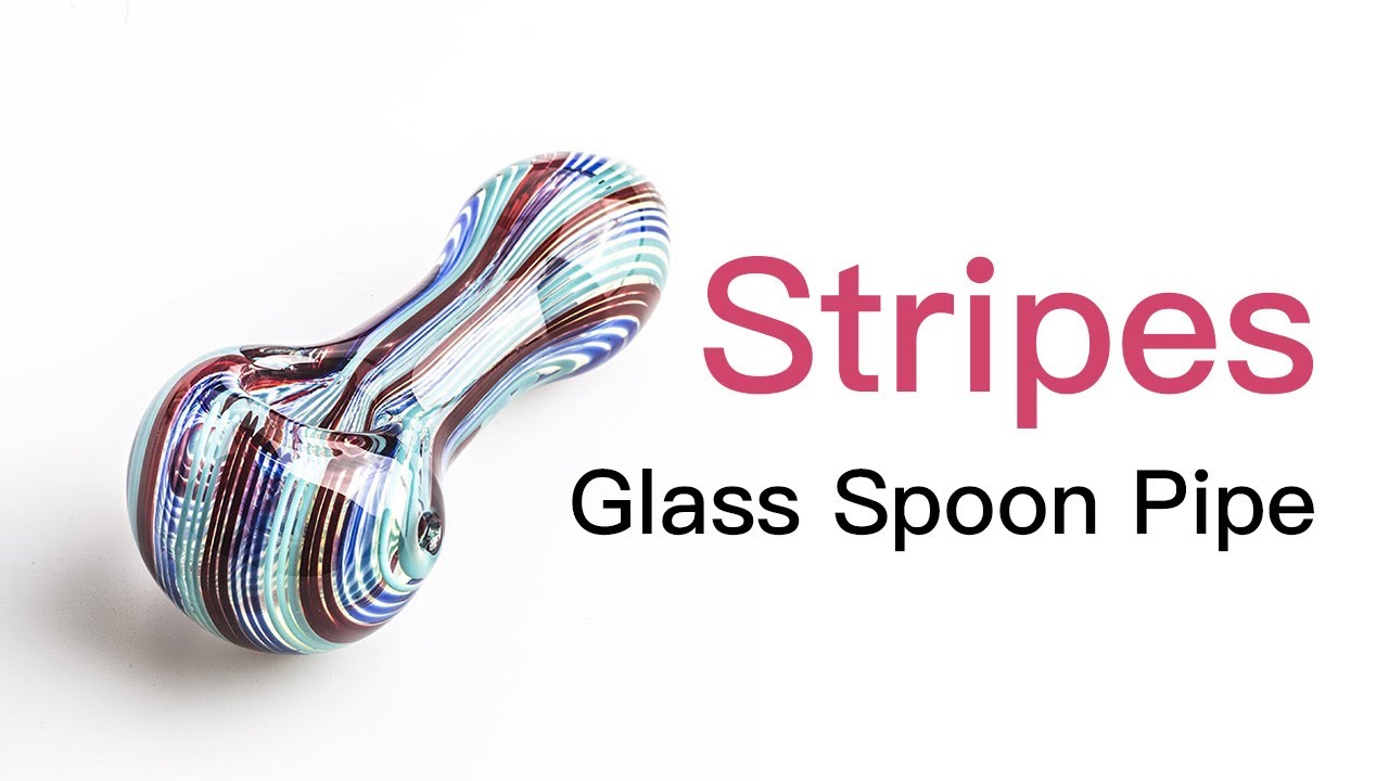 Stripes Glass Spoon Pipe | PuffingBird.com