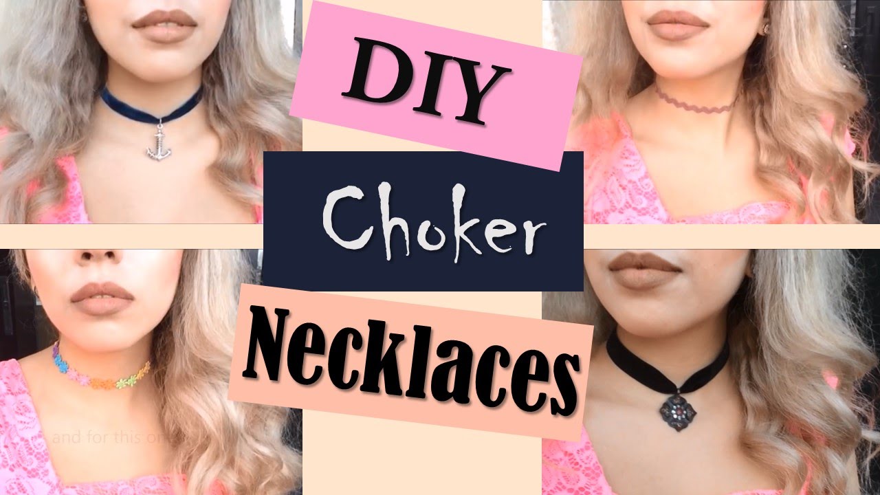 DIY | choker necklaces easy and pretty  طريقة صنع عقد