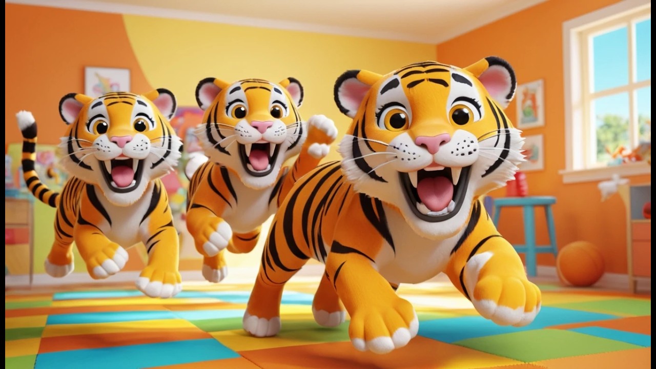 Three Little Toy Tigers Roar Roar Roar | Wild Animal Songs & Kids Nursery Rhymes