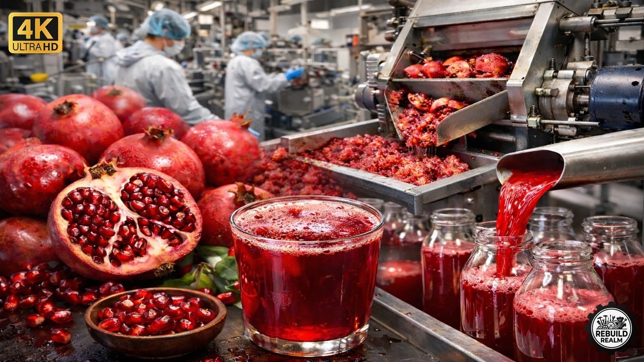 Incredible Pomegranate Juice Production Process in Modern Factory