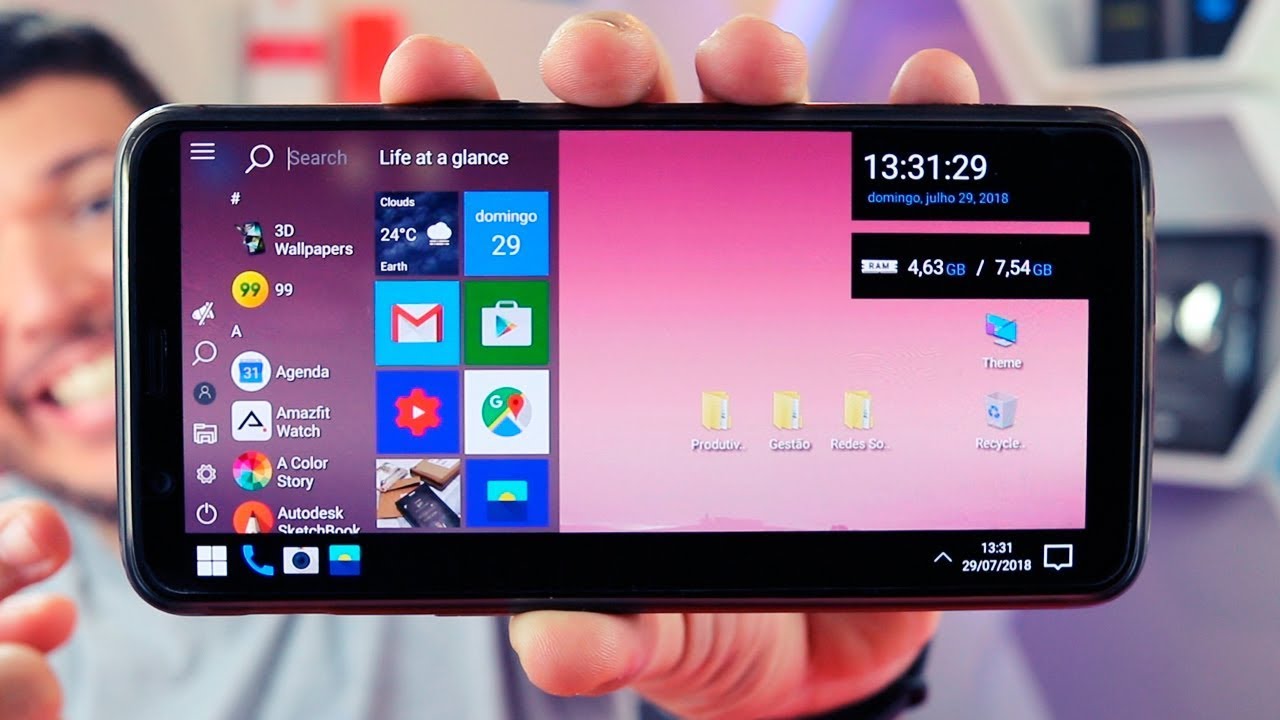 Seu CELULAR Android como o WINDOWS 10 | A melhor launcher de Windows