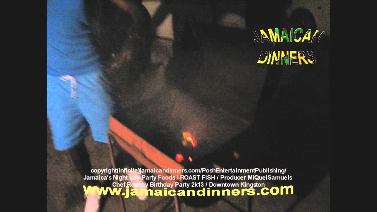Roast Conch and Fish - Coal Fire Grill setup (Rodney's Jamaican Birthday Party) part 5