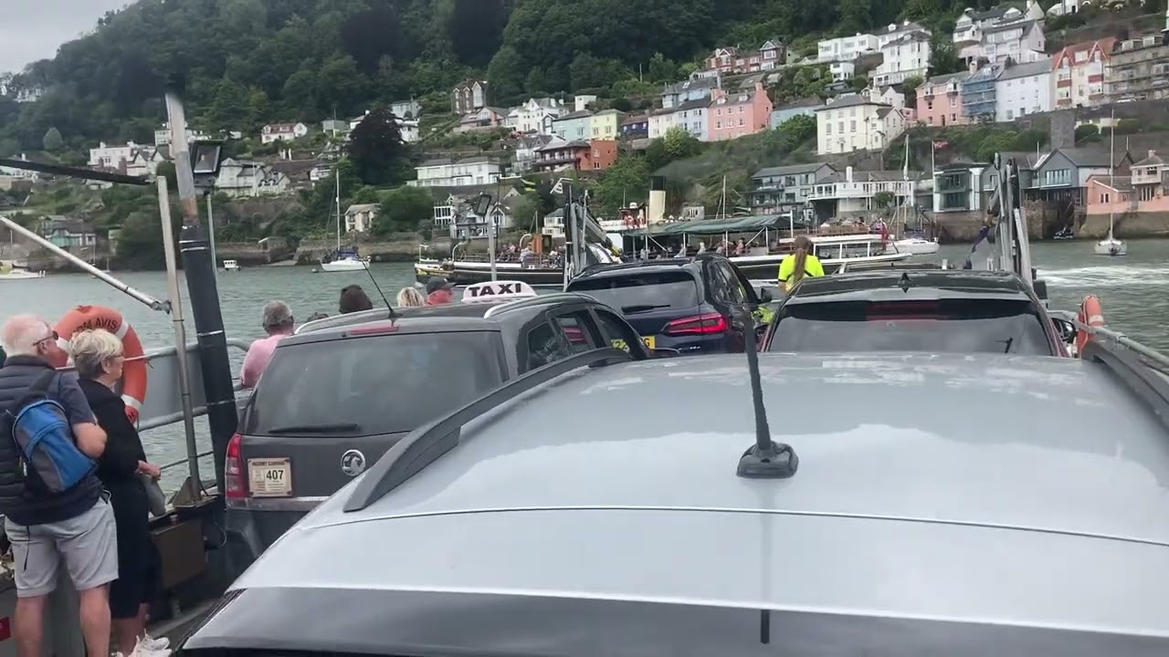 Dartmouth Dart river lower ferry crossing barge  & Vintage Steam Boat Kingswear Castle  August 2024