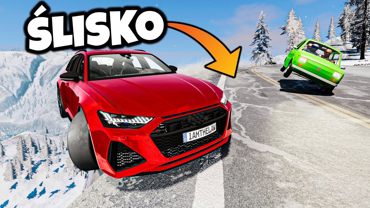 ❄️SUPERAUTA WYPADAJĄ Z ZAKRĘTU W PRZEPAŚĆ!? | BeamNG Drive