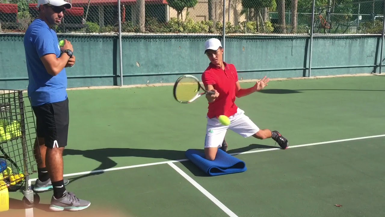 Advanced Tennis drills for open stance stance forehand, open stance backhand and slice, Brian Dabul