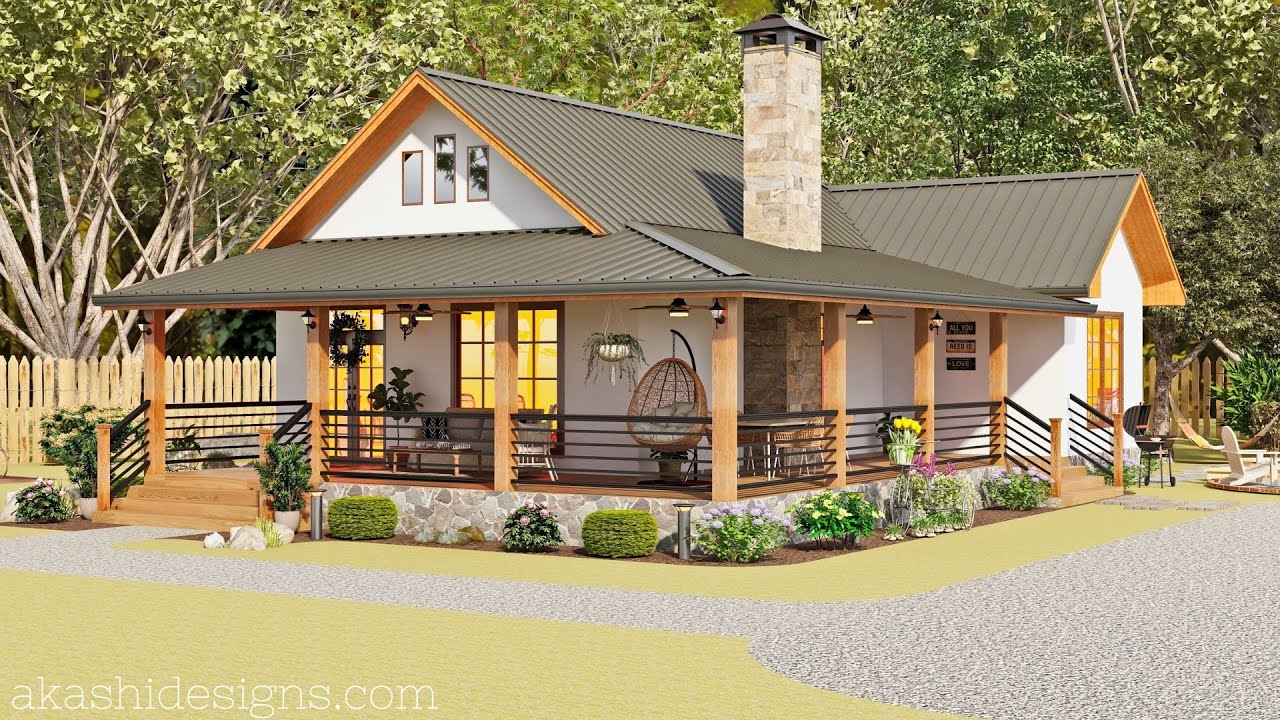 Outstanding Cottage| House Design With Vaulted Ceiling & Porch id #1011