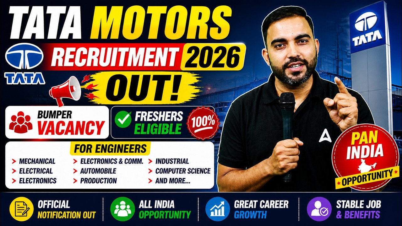 TATA MOTORS Recruitment 2026 | Engineers | Bumper Vacancy | Freshers Eligible | Pan India