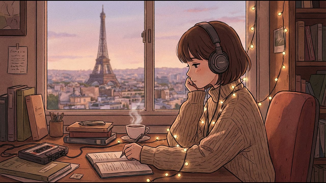 Paris Sunset at 2AM ✨🗼 | Cozy Lofi Hip Hop Beats to Study / Relax / Sleep