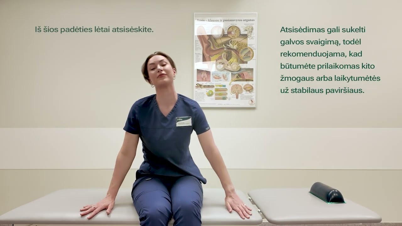 Pratimai esant vidinės ausies kairiojo šoninio pusratinio kanalo galvos svaigimui (GPPV) | Hila