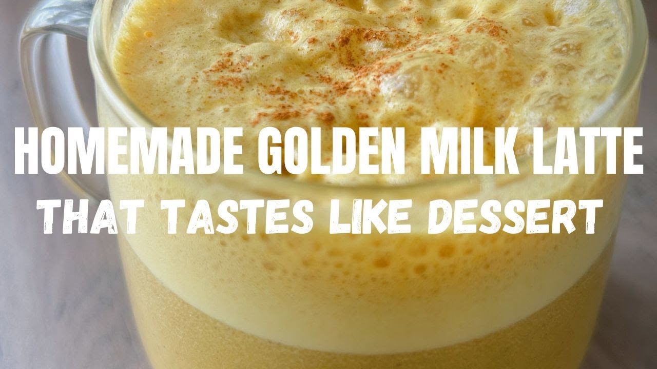 Homemade Golden Milk Latte that tastes like DESSERT!! Easy recipe, turmeric health benefits!!