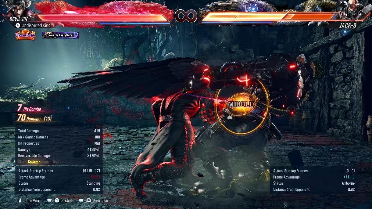 TEKKEN8_Devil Jin 21 Hit wall Break heat smash Rage Art Combo