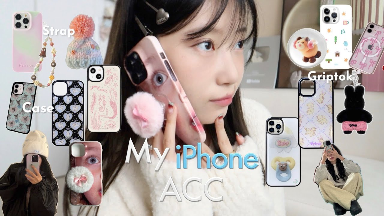 📱iPhone Acc Haulﾟ𖤐.⋆﻿ 귀엽다고 몇 번 말하는 거야... 다 귀여운 걸 어떠케🐰🪐 거울 셀카 잘 나오는 케이스•그립톡•스트랩•키링•• 13가지 모음집ミ★