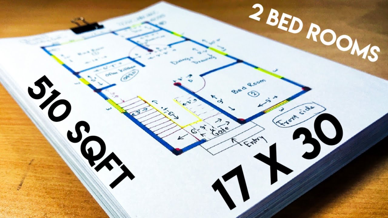17 x 30 sqft house design II 510 sqft ghar ka naksha II 17 x 30 house plan