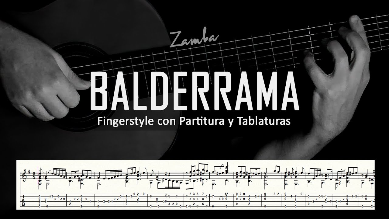 Balderrama (zamba) ▶ Guitarra solista fingerstyle + partitura/tablatura