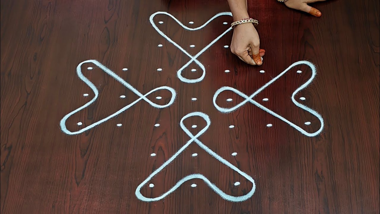 7&times;3dots melikala muggulu|easy rangoli|daily chukkala muggulu||sikku,kambhi,neli kolams|#Nice Rangoli