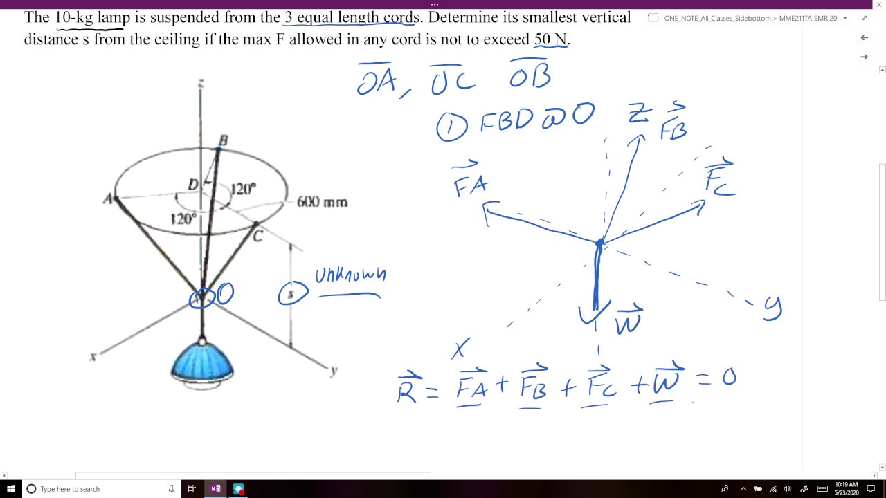 MME 211-L06-#23 Ex 3.6 3D Particle Equilibrium