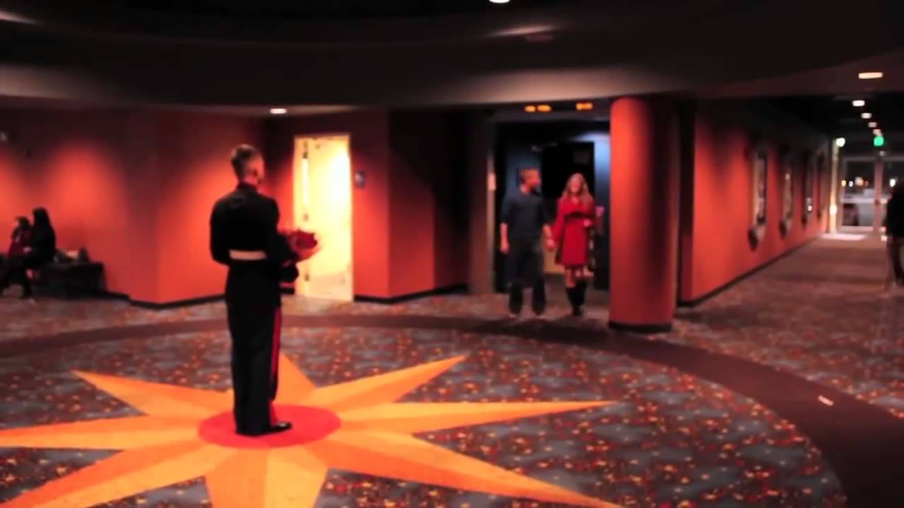 U S  Marine Comes Home from Afghanistan, Surprises Girlfriend at Movie Theater on Valentine's Day
